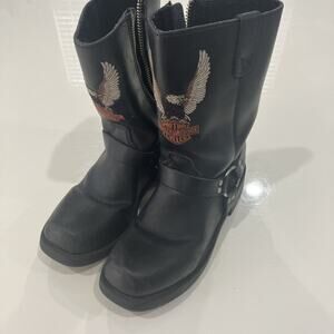 Youth Kids Harley-Davidson Riding O-Ring Harness Motorcycle Boots Size 1 Black